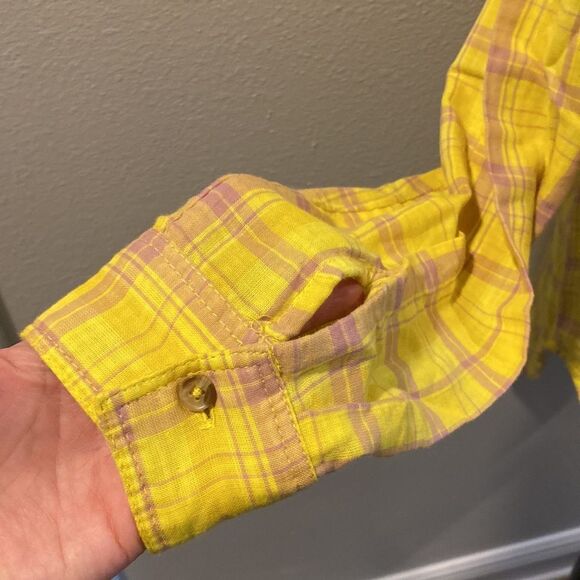 NWOT Anthropologie x Seen Worn Kept Plaid Buttondown Top Shirt in Yellow Size 6 - Picture 9 of 16
